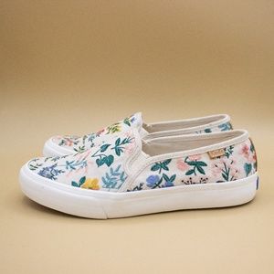 KEDS Rifle Paper Co Double Decker Floral Cream Slip On Shoes Women's Size 6.5